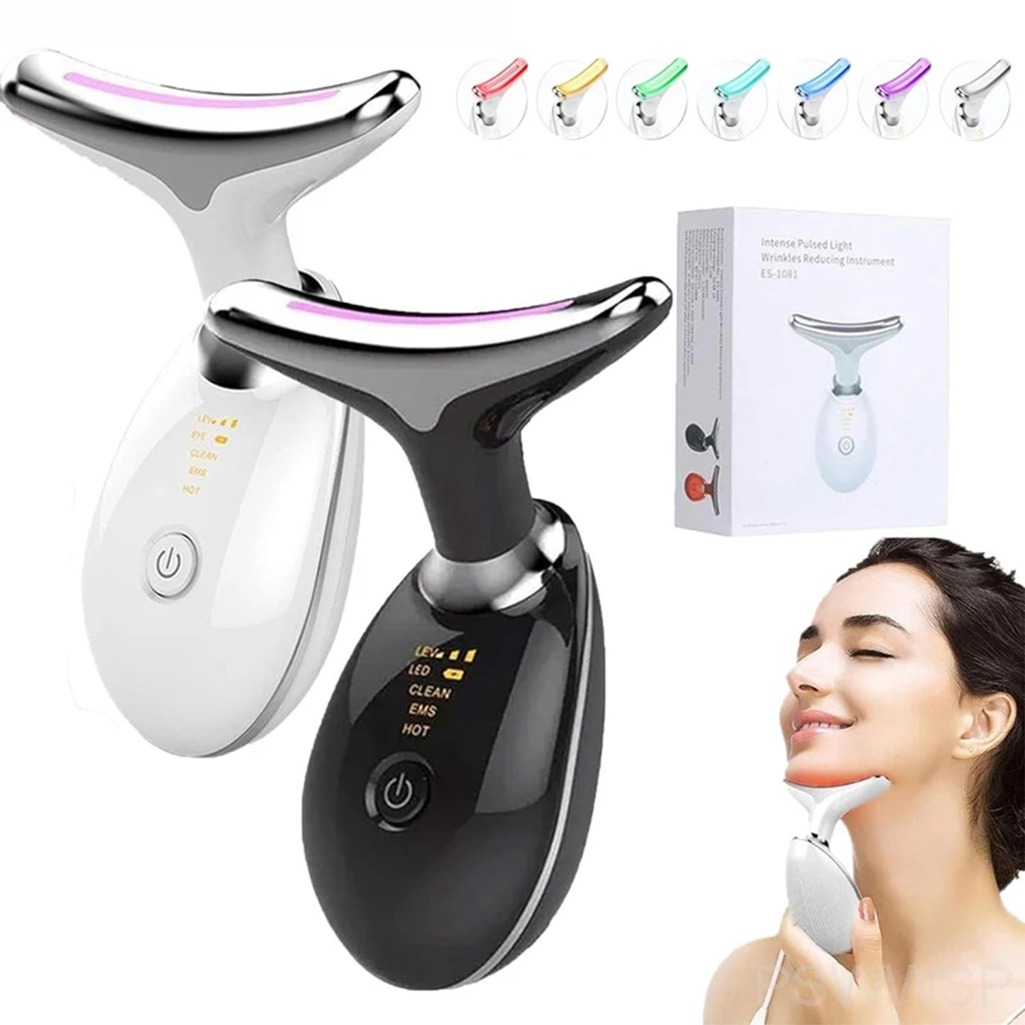 Neck & Facial Beauty Device designed to tighten and lift the skin, offering facial contouring and wrinkle reduction with advanced technology for a youthful appearance.