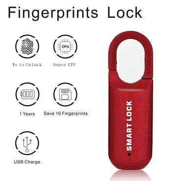 Mini Biometric Fingerprint Padlock with keyless unlocking, USB rechargeable, and fast fingerprint recognition for secure and convenient travel, work, or home use.
