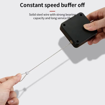 Adjustable, easy-to-install automatic door closer with pull cord mechanism, ensuring smooth door closure without the need for drilling, perfect for home or office use.