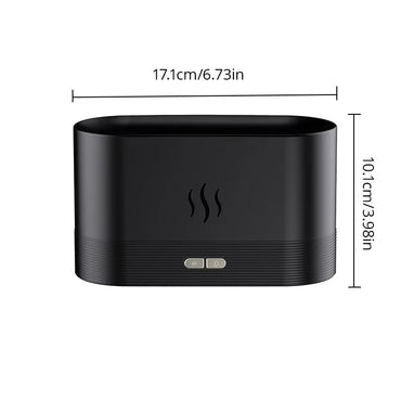 Ultrasonic air humidifier with LED flame effect, built-in fragrance diffuser, and stylish design for improved air quality and soothing ambiance