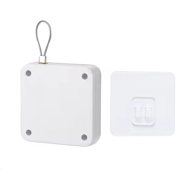 Adjustable, easy-to-install automatic door closer with pull cord mechanism, ensuring smooth door closure without the need for drilling, perfect for home or office use.