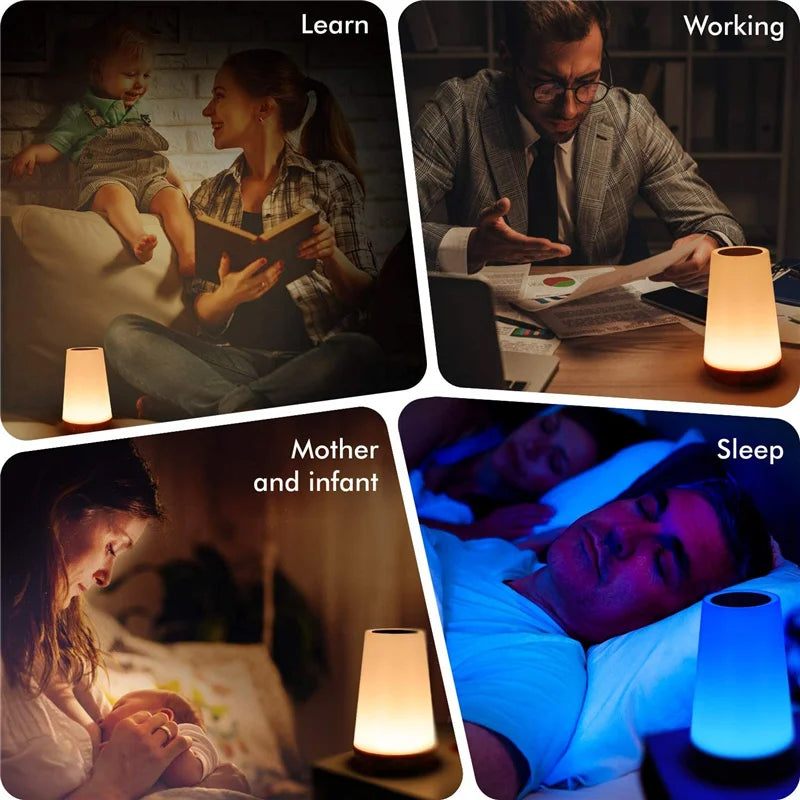 RGB Color Changing Night Lamp: A portable, touch-sensitive lamp with 13 color options, dimmable brightness, and USB rechargeability, perfect for setting the mood in any room.