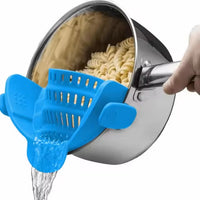 Adjustable clip-on pot strainer, versatile kitchen strainer for pots, pans, and bowls