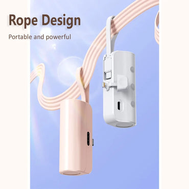 2-in-1 Mini Power Bank with Built-in Cable