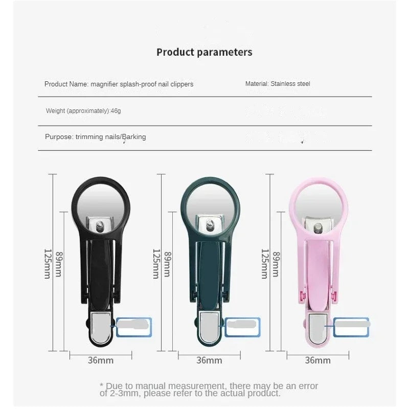 Ergonomic nail clipper with magnifying glass, senior-friendly tool for precise nail trimming and enhanced visibility