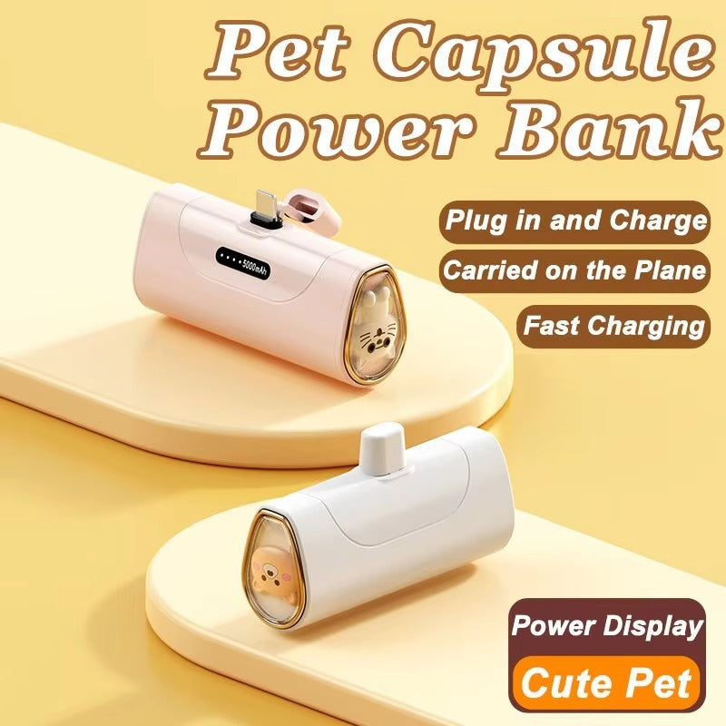 5000mAh cute pet wireless power bank, mini capsule fast charger for mobile devices