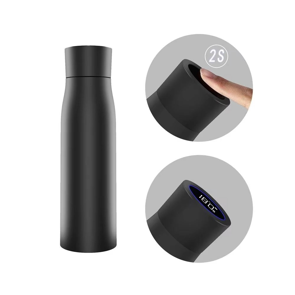 500ml self-cleaning UV water bottle, insulated smart thermos with drinking reminder for long-term use.