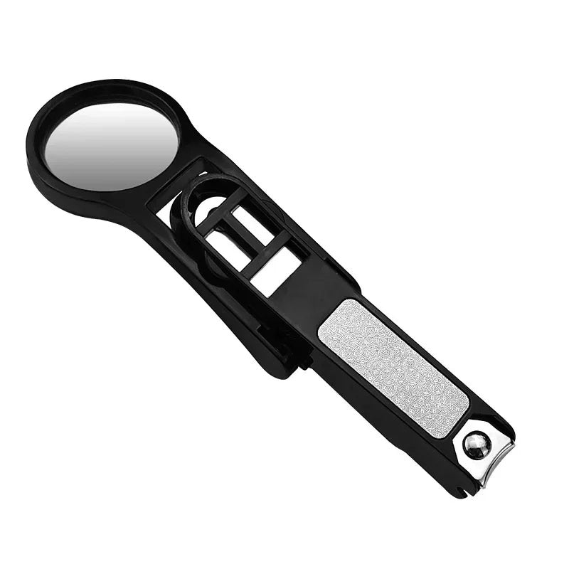 Ergonomic nail clipper with magnifying glass, senior-friendly tool for precise nail trimming and enhanced visibility