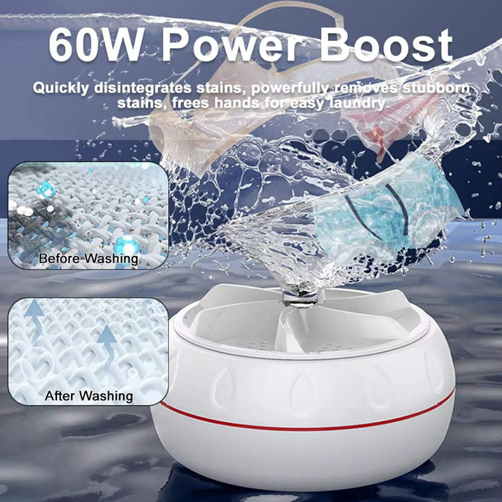 60W portable turbo washing machine, compact and efficient washer for convenient on-the-go laundry solutions.