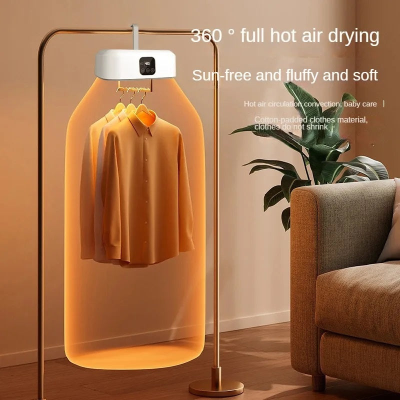 Remote Control Multifunctional Electric Clothes Dryer: Efficiently dries clothes with warm air, offering remote control operation, adjustable timer, and space-saving design for versatile use