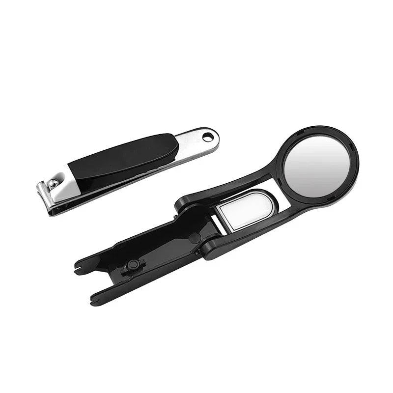 Ergonomic nail clipper with magnifying glass, senior-friendly tool for precise nail trimming and enhanced visibility