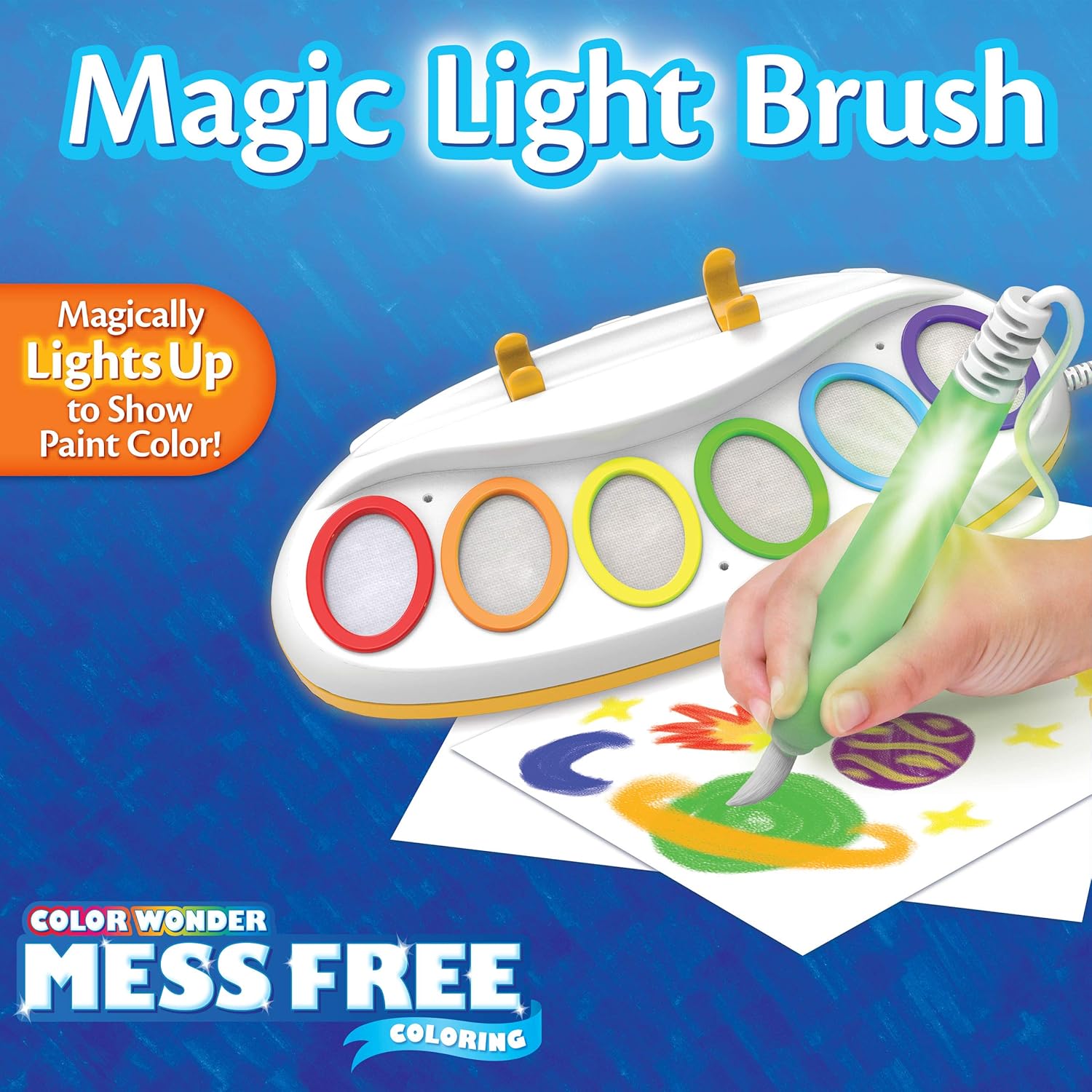 Crayola Color Wonder Magic Light Brush, mess-free coloring set with light-up brush for creative play