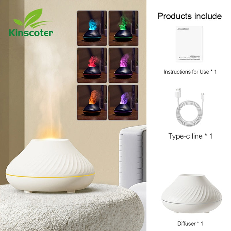 Volcano Humidifier and Essential Oil Diffuser, designed to release a calming mist and aromatic scents, enhancing the ambiance of your space.