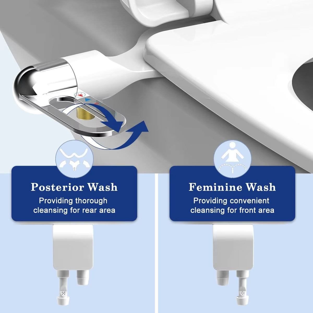 Dual nozzle bidet attachment with adjustable water pressure, fresh water sprayer for enhanced hygiene and bathroom comfort