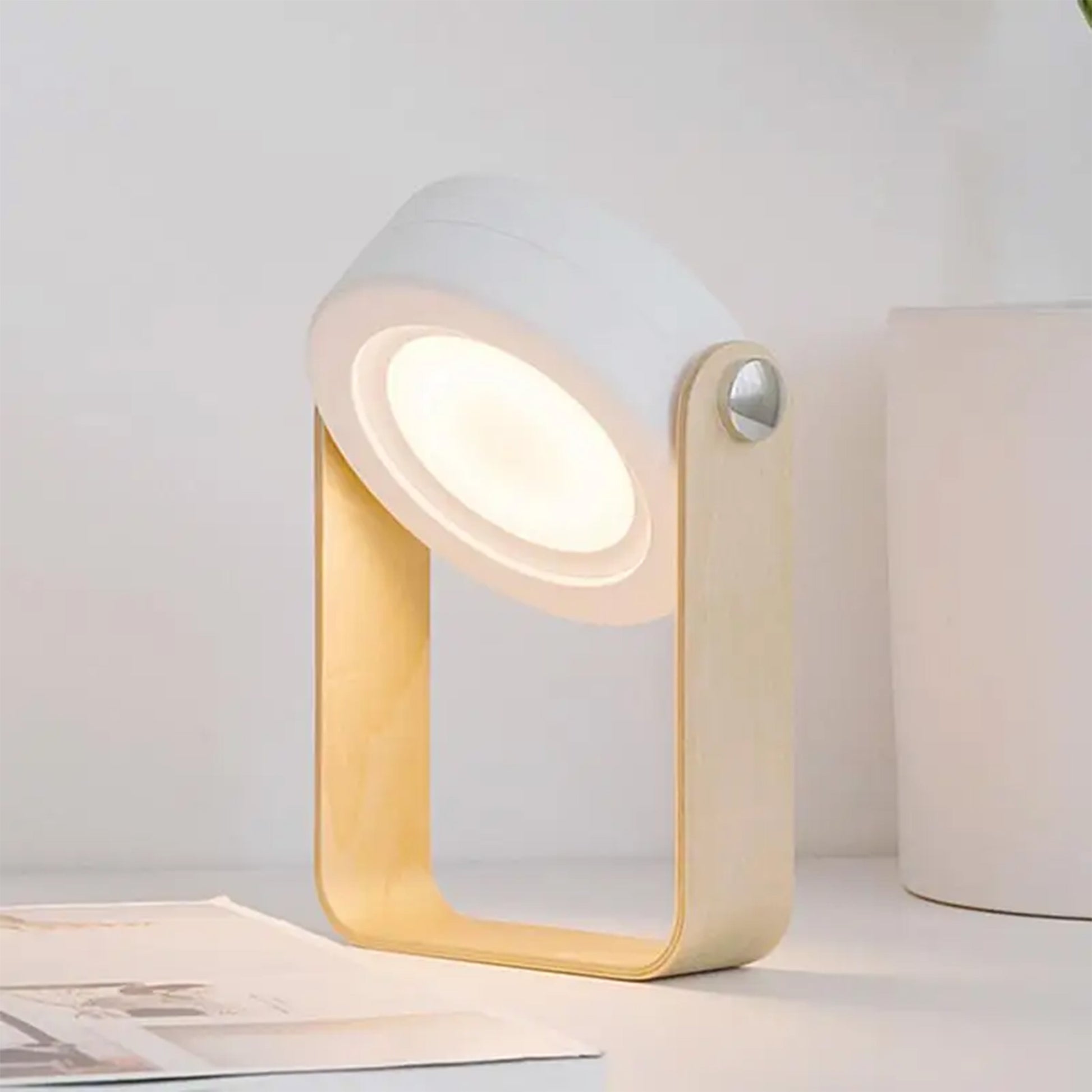 Portable Wooden Handle Bedside Light: A rechargeable, telescopic LED table lamp with a wooden handle, offering versatile and stylish lighting for bedside use, reading, or decoration.