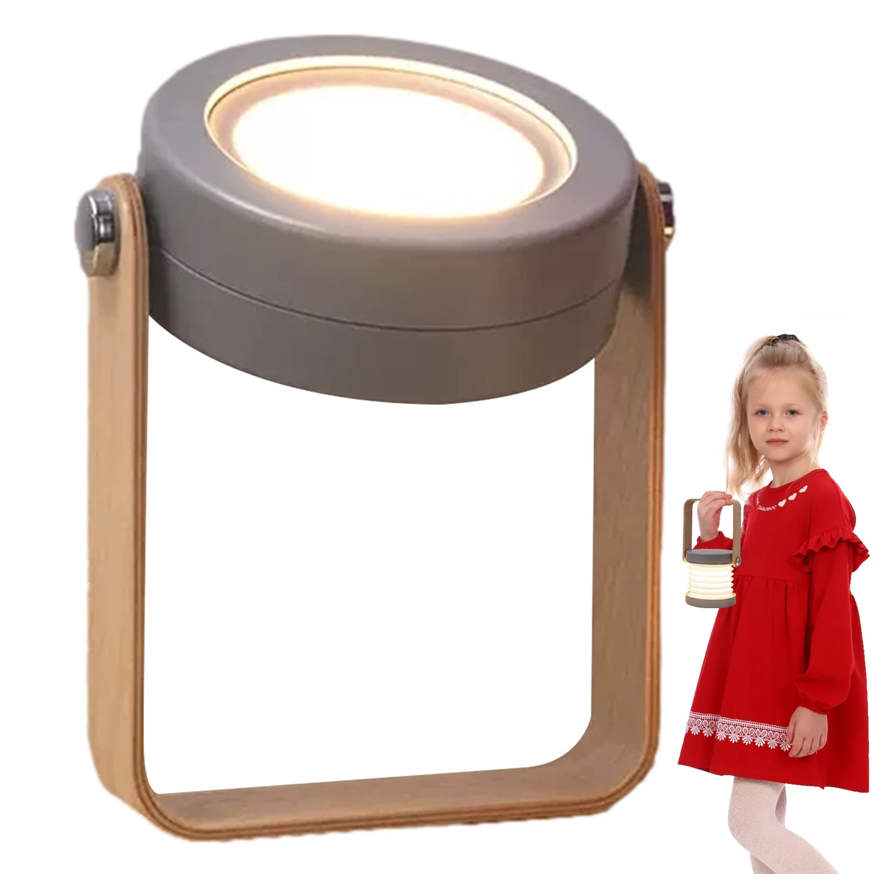 Portable Wooden Handle Bedside Light: A rechargeable, telescopic LED table lamp with a wooden handle, offering versatile and stylish lighting for bedside use, reading, or decoration.