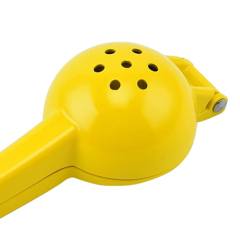 Manual Lemon Squeezer made from durable aluminum alloy for easy juice extraction from citrus fruits, compact, portable, and efficient for everyday use.