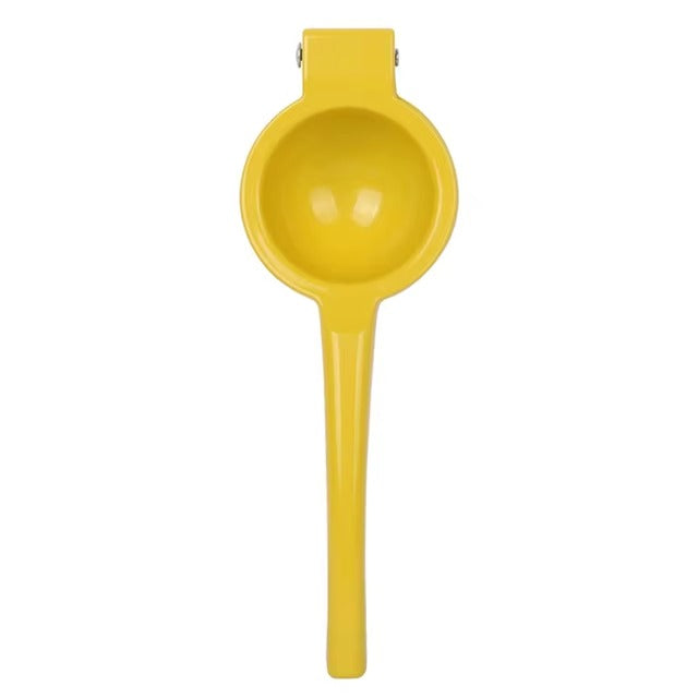 Manual Lemon Squeezer made from durable aluminum alloy for easy juice extraction from citrus fruits, compact, portable, and efficient for everyday use.