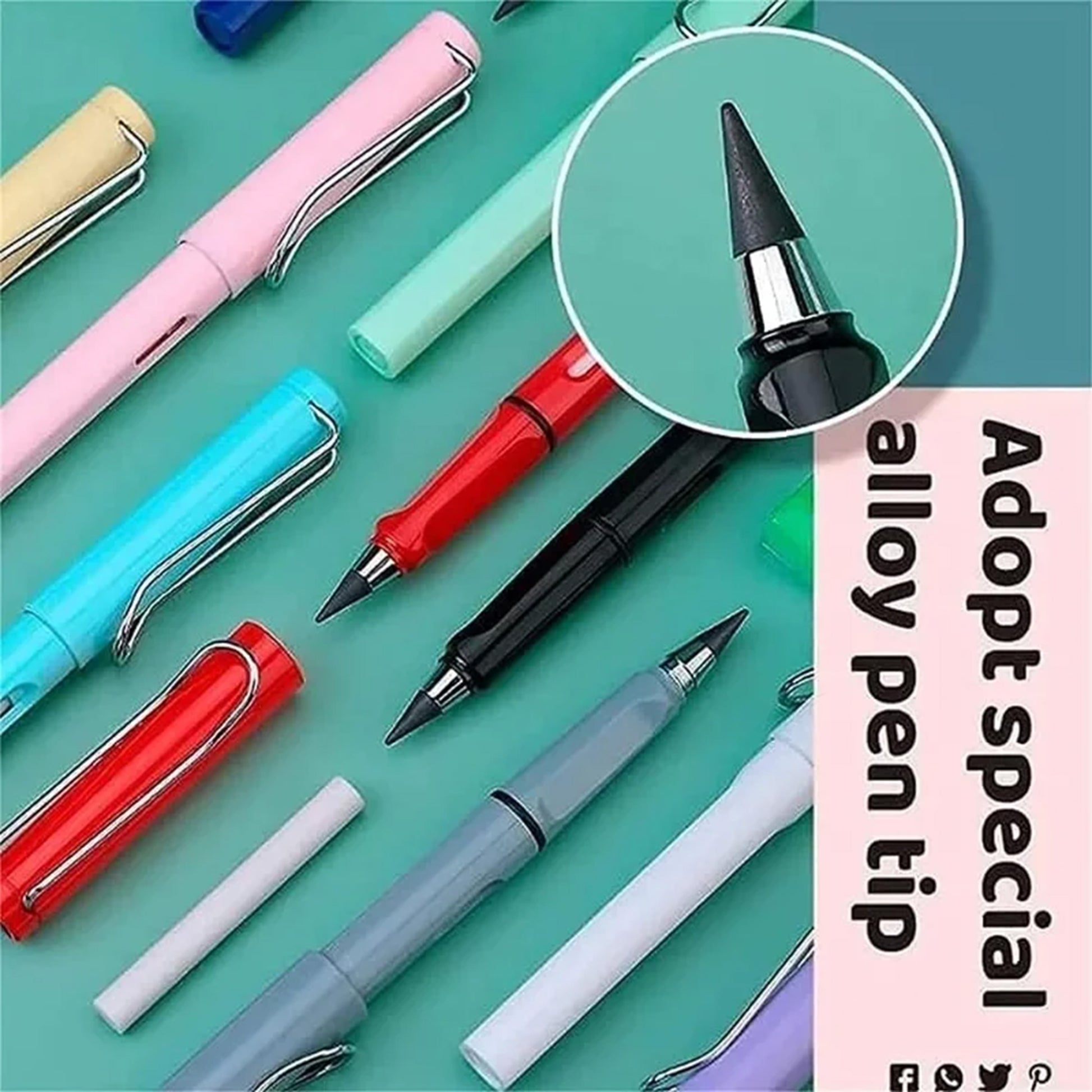 Inkless Eternal Pencil with erasable tip, eco-friendly and durable design for endless writing and sketching without the need for refills