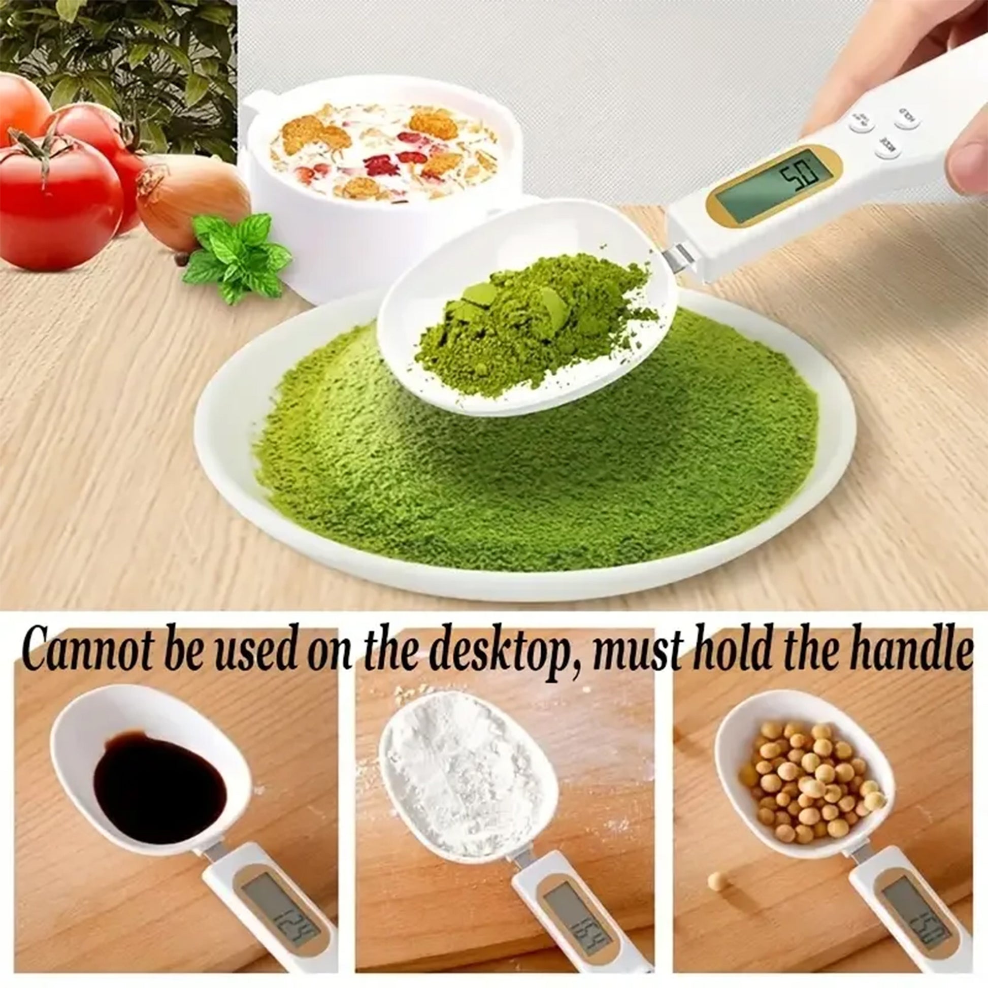 Digital mini spoon scale with LCD display, precise kitchen tool for measuring small food quantities accurately