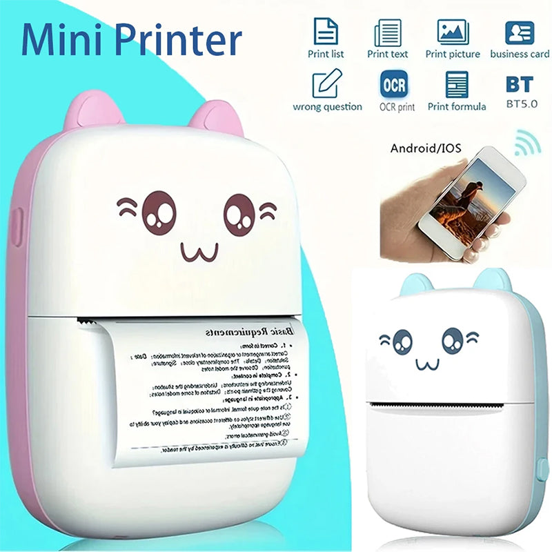 Portable Mini Thermal Printer: This compact, wireless printer offers 200dpi resolution for sharp prints, perfect for labels, photos, and memos. Bluetooth-enabled for easy, cable-free printing on the go.