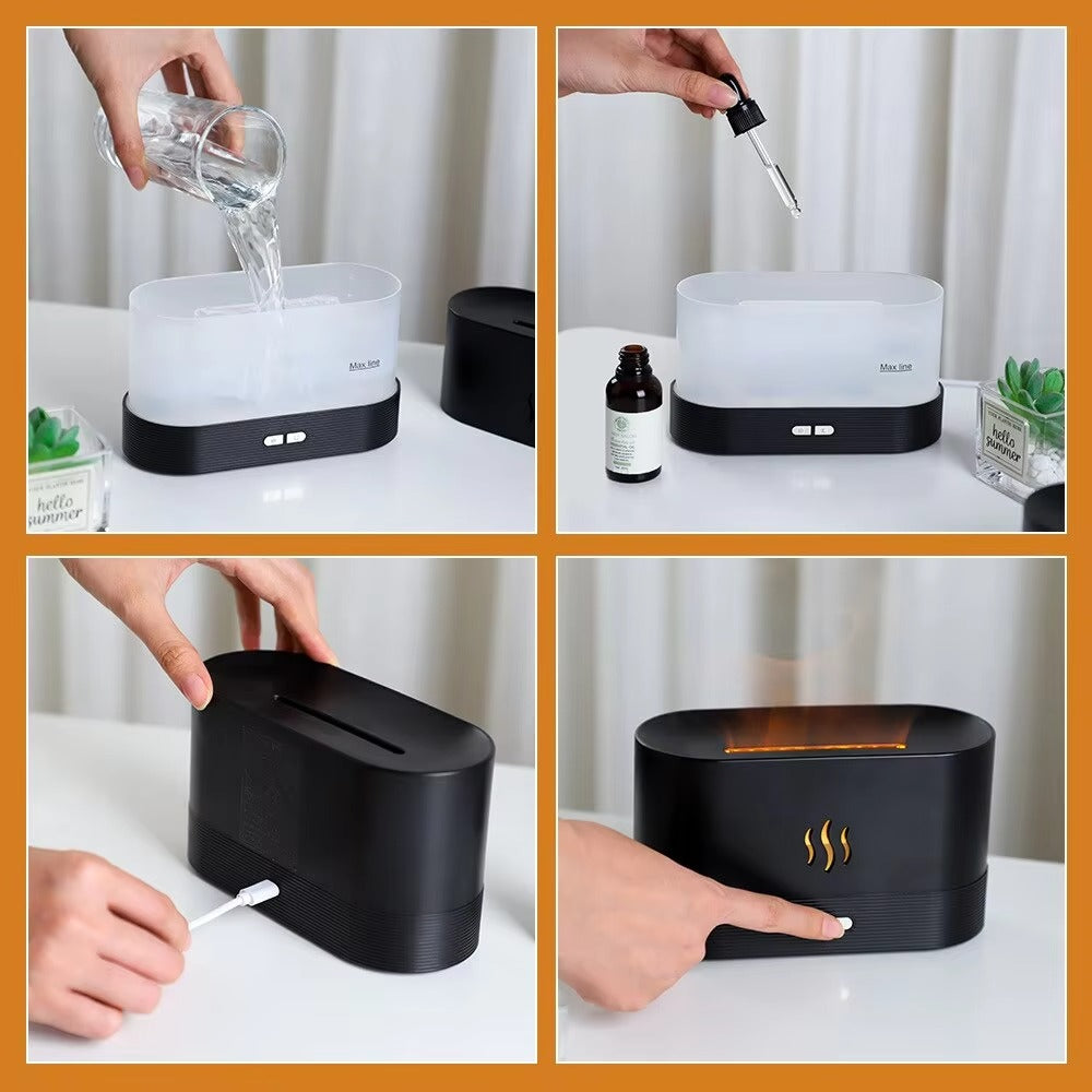 Perfume Ultrasonic Air Humidifier with LED Flame Effect