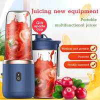 Portable Electric Mini Fruit Juice Blender with USB rechargeable design, featuring powerful 6-blade technology for smooth blending of fruits, vegetables, and ice. Compact and ideal for travel or home use, this personal juicer makes fresh smoothies and juices on the go.