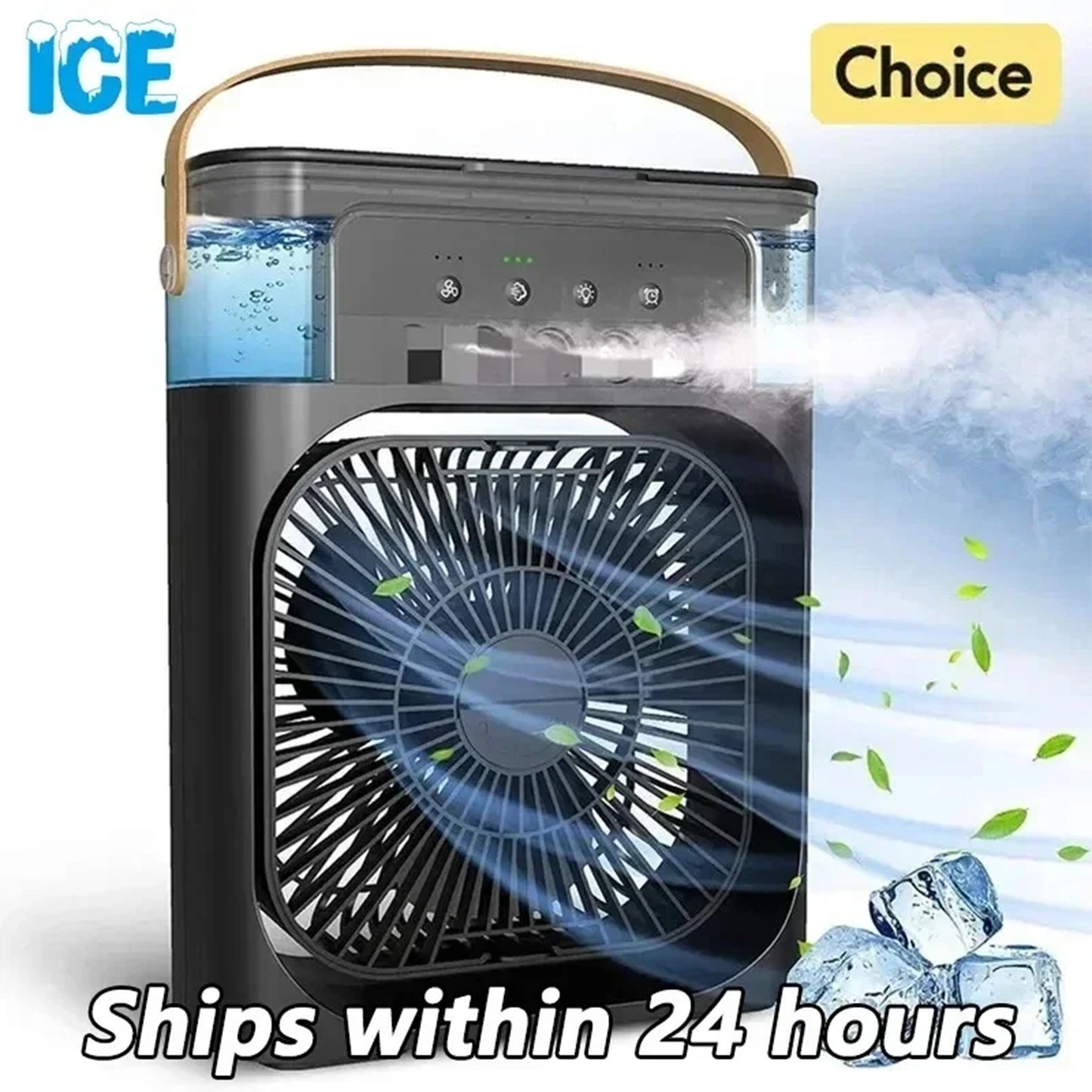 Portable Hydrocooling Humidifier Fan: Compact and efficient, this fan cools with water mist, offering three speeds and improving air quality. Perfect for home or office, it’s eco-friendly and energy-saving.