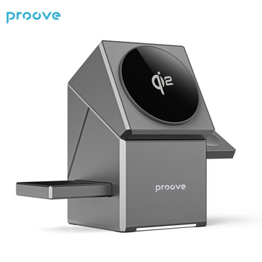 Proove Iron Hide QI2 3-in-1 Wireless Charger: A sleek, 15W fast charger that powers your phone, watch, and earphones simultaneously with auto-rotation for optimal alignment