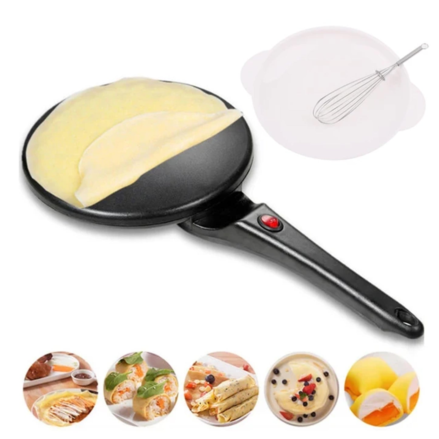 Electric non-stick pancake and crepe maker, easy-to-use household appliance for perfect crepes and pancakes