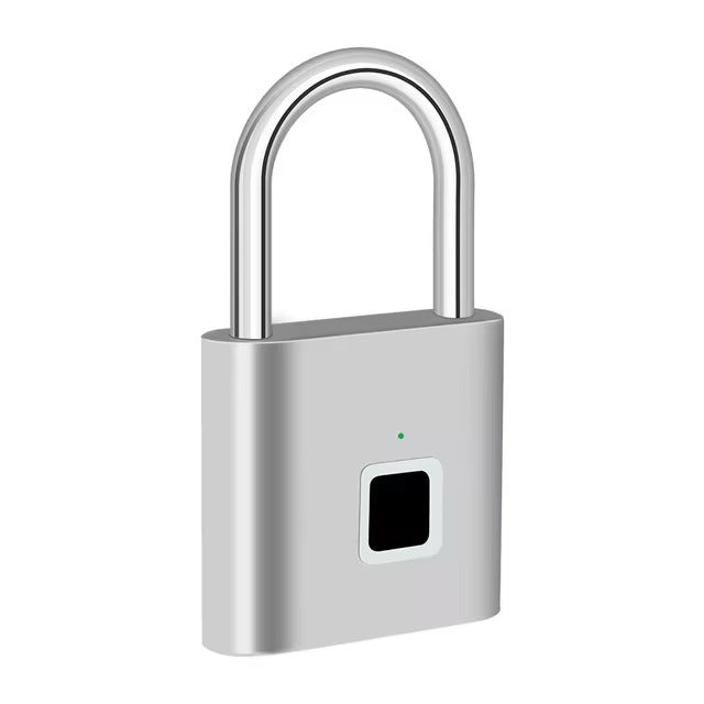 Smart Fingerprint Padlock with keyless access, USB charging port, waterproof design, and durable zinc alloy construction for secure outdoor use.