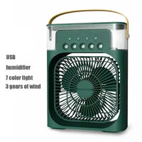 Portable Hydrocooling Humidifier Fan: Compact and efficient, this fan cools with water mist, offering three speeds and improving air quality. Perfect for home or office, it’s eco-friendly and energy-saving.