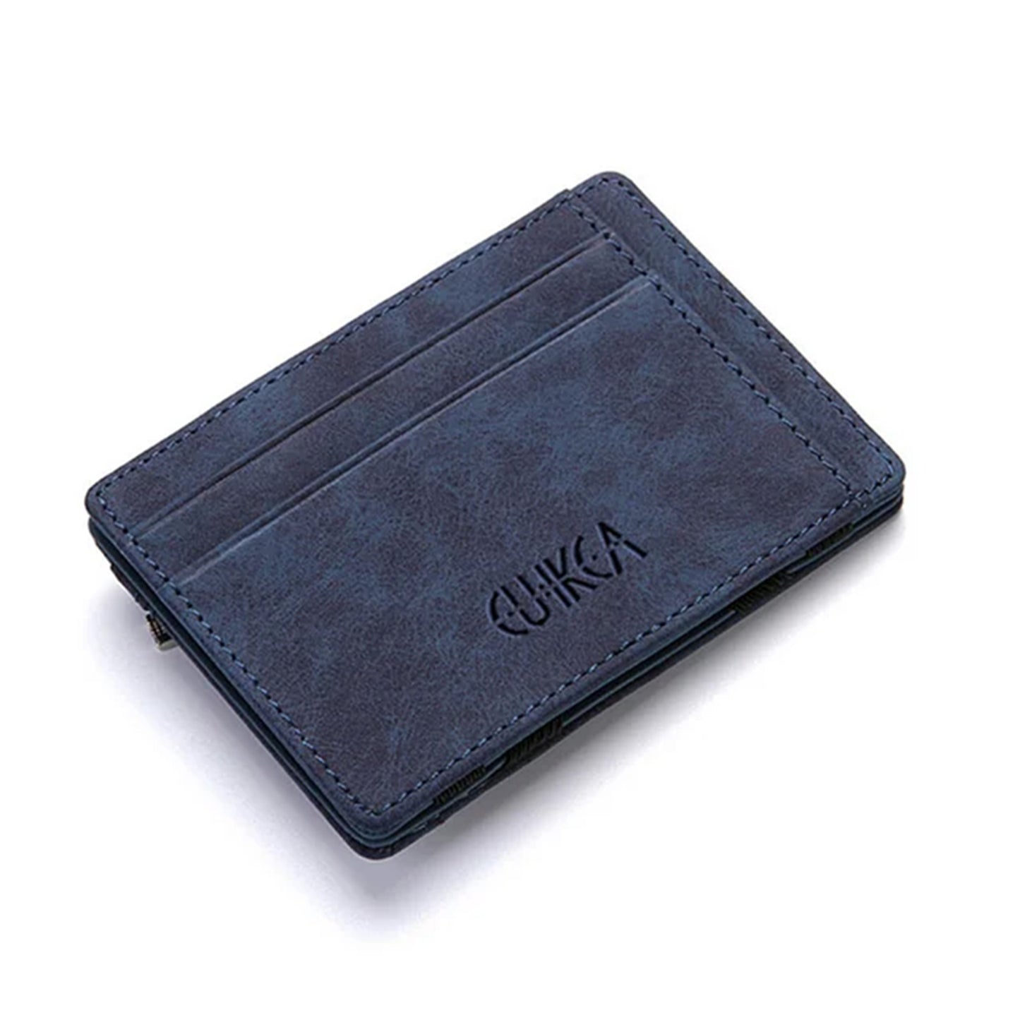 Ultra Thin PU Leather Mini Wallet for men with a sleek design, magic zipper, coin pouch, and card slots for a compact, practical solution.