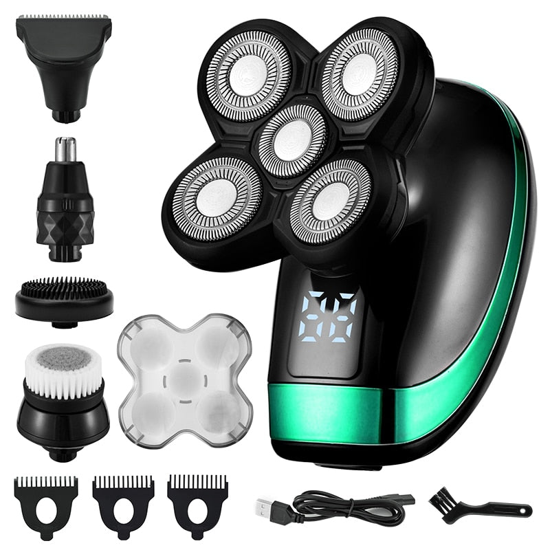 5 in 1 4D head shaver, versatile electric shaving kit for smooth and efficient head grooming.