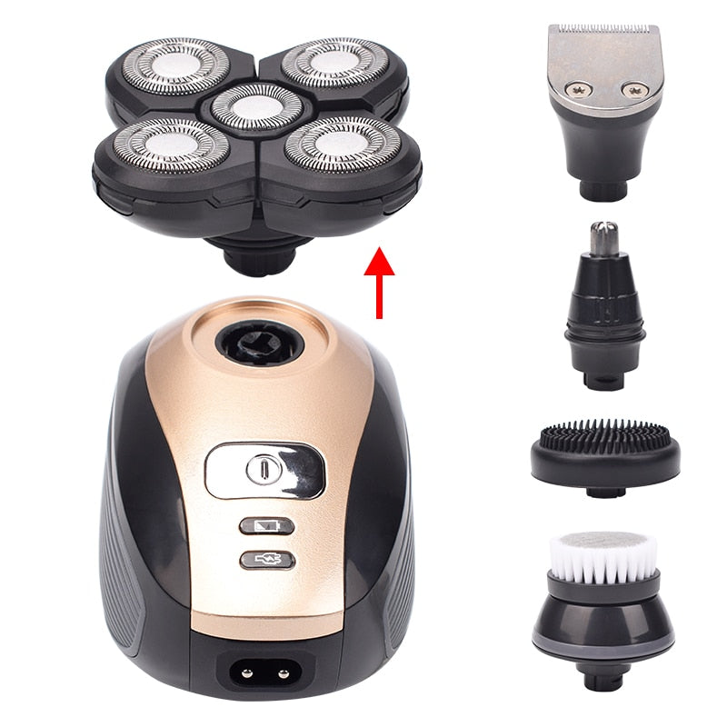 5 in 1 4D head shaver, versatile electric shaving kit for smooth and efficient head grooming.