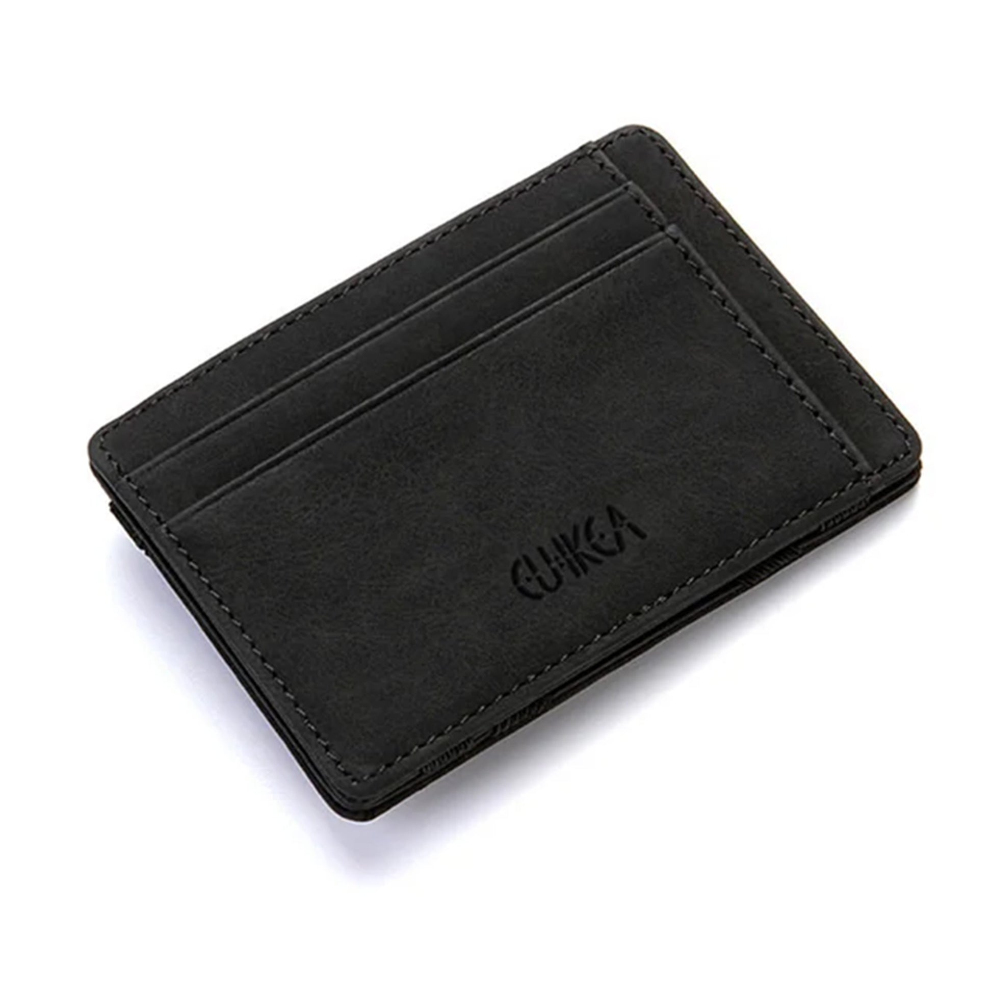 Ultra Thin PU Leather Mini Wallet for men with a sleek design, magic zipper, coin pouch, and card slots for a compact, practical solution.