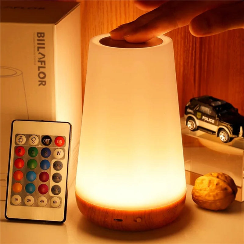 RGB Color Changing Night Lamp: A portable, touch-sensitive lamp with 13 color options, dimmable brightness, and USB rechargeability, perfect for setting the mood in any room.