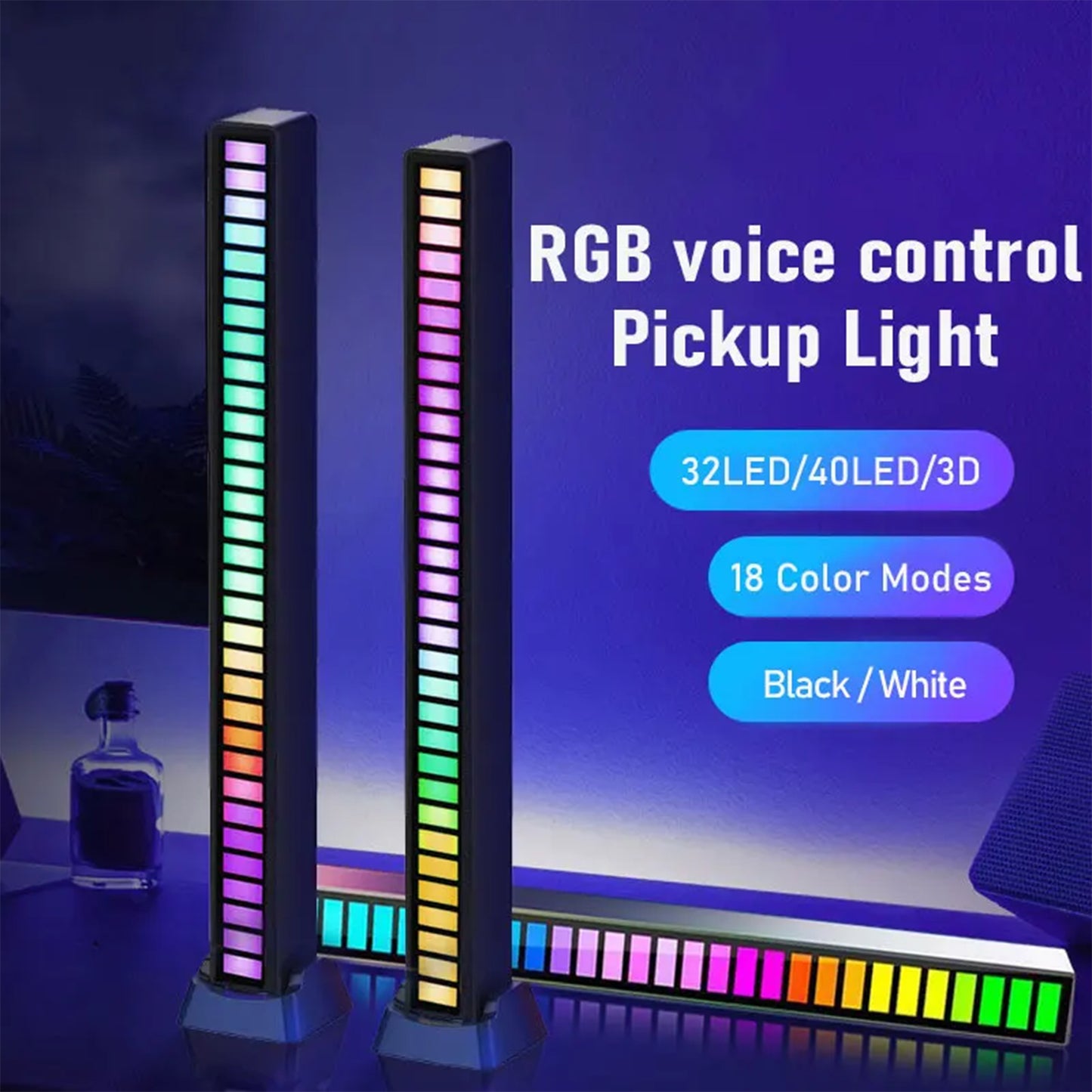 Smart RGB Symphony Sound Control LED Light reacting to music and gaming audio, app-controlled, with dynamic RGB lighting for an immersive gaming experience.
