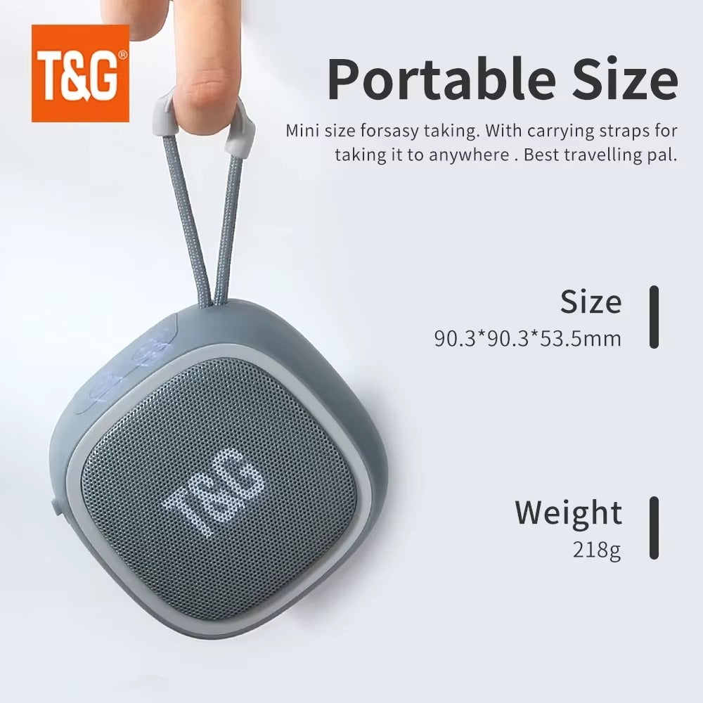 TG659 Mini Bluetooth Speaker with HiFi sound quality, TF card and radio support, portable design, and wireless Bluetooth connectivity for on-the-go music.